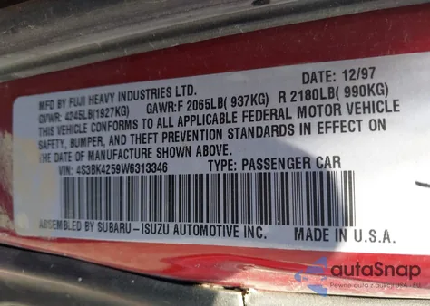 1998 Subaru Legacy Brighton from USA, damaged, VIN 4S3BK4259W6313346